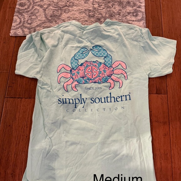 Simply Southern Tops - Simply Southern Aqua Tee with Pink and Blue Crab Design